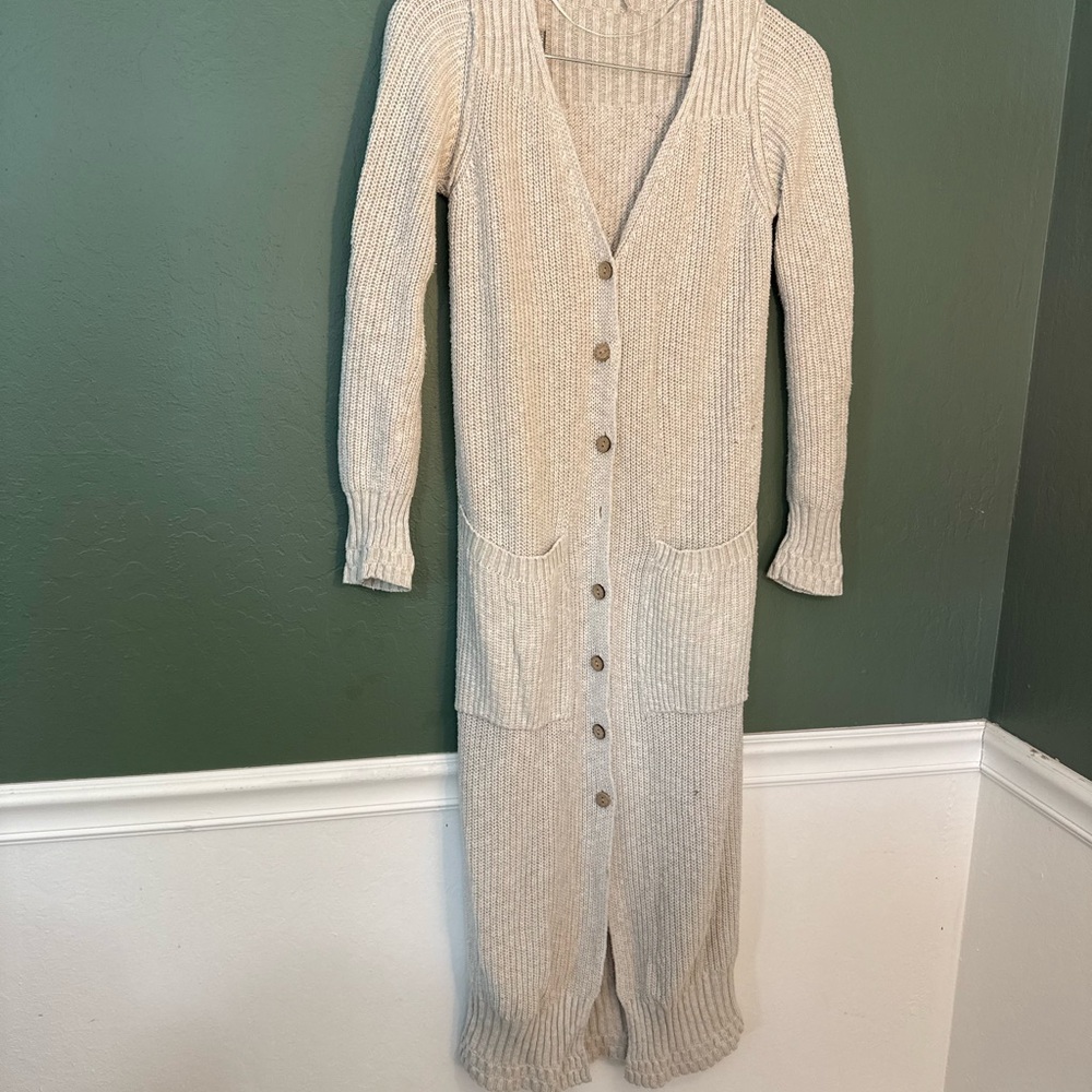 Free People Long Chunky Knit Button Cardigan Size XS